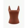 imageSOLY HUX Womens Square Neck Tank Top Sleeveless Tight Fitted Vest Base Layer TopsSolid Brown