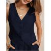 imageSOLY HUX Womens Vest V Neck Tank Tops Sleeveless Button Casual Blazer WaistcoatsDark Blue