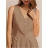 imageSOLY HUX Womens Vest V Neck Tank Tops Sleeveless Button Casual Blazer WaistcoatsMocha Brown