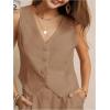 imageSOLY HUX Womens Vest V Neck Tank Tops Sleeveless Button Casual Blazer WaistcoatsMocha Brown