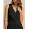 imageSOLY HUX Womens Vest V Neck Tank Tops Sleeveless Button Casual Blazer WaistcoatsSolid Black