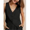imageSOLY HUX Womens Vest V Neck Tank Tops Sleeveless Button Casual Blazer WaistcoatsSolid Black