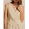 imageSOLY HUX Womens Vest V Neck Tank Tops Sleeveless Button Casual Blazer WaistcoatsSolid Khaki