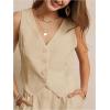 imageSOLY HUX Womens Vest V Neck Tank Tops Sleeveless Button Casual Blazer WaistcoatsSolid Khaki