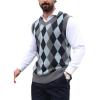 imageSOLY HUX Mens Plaid Sweater Vests Sleeveless V Neck Argyle Sweater Autumn Winter Warm Knitwear Tank TopsMulticoloured Argyle