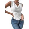 imageSOLY HUX Womens Cowl Neck Ruched Tank Tops Asymmetrical Sleeveless Summer Vest TopsPure White