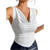 imageSOLY HUX Womens Cowl Neck Ruched Tank Tops Asymmetrical Sleeveless Summer Vest TopsWhite Sequin