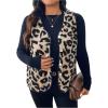 imageSOLY HUX Womens Plus Size Faux Fur Leopard Print V Neck Sleeveless Button Front Vest JacketMulticoloured Leopard