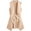 imageSOLY HUX Womens Plus Size Sleeveless Lapel Open Front Vest Jacket Cardigan with BeltedPure Apricot