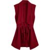 imageSOLY HUX Womens Plus Size Sleeveless Lapel Open Front Vest Jacket Cardigan with BeltedPure Burgundy