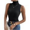 imageSOLY HUX Womens Sleeveless Turtleneck Sweater Vest Knit Pullover Tank TopsPure Black
