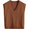 imageSOLY HUX Womens Sleeveless V Neck Sweater Vest Trendy Pullover Knitwear Tank TopsPure Brown