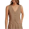 imageSOLY HUX Womens Vest V Neck Tank Tops Sleeveless Button Casual Blazer WaistcoatsMocha Brown