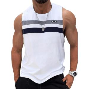 imageSOLY HUX Mens Sleeveless Summer Tank Tops Colorblock Muscle Vest Shirts Vacation Beach TopsWhite Printed