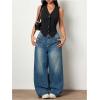 imageSOLY HUX Womens Blazer Vest Button Front V Neck Sleeveless Asymmetrical Hem Tank TopsSolid Black