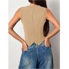 imageSOLY HUX Womens Blazer Vest Button Front V Neck Sleeveless Asymmetrical Hem Tank TopsSolid Khaki