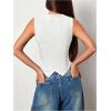 imageSOLY HUX Womens Blazer Vest Button Front V Neck Sleeveless Asymmetrical Hem Tank TopsSolid White