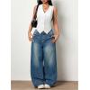 imageSOLY HUX Womens Blazer Vest Button Front V Neck Sleeveless Asymmetrical Hem Tank TopsSolid White