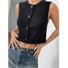 imageSOLY HUX Womens Button Down Suit Vest Top Casual Sleeveless Button Down Blazer Tank Tops Crop WaistcoatSolid Black