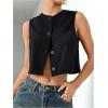 imageSOLY HUX Womens Button Down Suit Vest Top Casual Sleeveless Button Down Blazer Tank Tops Crop WaistcoatSolid Black