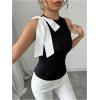 imageSOLY HUX Womens Elegant Tank Tops Bow Sleeveless Crew Neck Slim Fitted Going Out Vest ShirtsBlack Bow