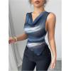 imageSOLY HUX Womens Elegant Tie Dye Tank Top Cowl Neck Sleeveless Mesh Fitted Vest Shirts Office OutfitsDark Blue Multi