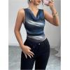 imageSOLY HUX Womens Elegant Tie Dye Tank Top Cowl Neck Sleeveless Mesh Fitted Vest Shirts Office OutfitsDark Blue Multi