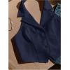 imageSOLY HUX Womens Halter V Neck Vest Button Down Backless Crop Tank Tops Sleeveless Blazer WaistcoatDark Blue