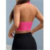 imageSOLY HUX Womens Halter V Neck Vest Button Down Backless Crop Tank Tops Sleeveless Blazer WaistcoatHot Pink