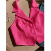 imageSOLY HUX Womens Halter V Neck Vest Button Down Backless Crop Tank Tops Sleeveless Blazer WaistcoatHot Pink