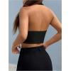 imageSOLY HUX Womens Halter V Neck Vest Button Down Backless Crop Tank Tops Sleeveless Blazer WaistcoatPlain Black