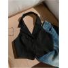 imageSOLY HUX Womens Halter V Neck Vest Button Down Backless Crop Tank Tops Sleeveless Blazer WaistcoatPlain Black