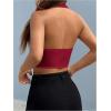 imageSOLY HUX Womens Halter V Neck Vest Button Down Backless Crop Tank Tops Sleeveless Blazer WaistcoatPlain Burgundy