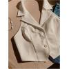 imageSOLY HUX Womens Halter V Neck Vest Button Down Backless Crop Tank Tops Sleeveless Blazer WaistcoatPlain Khaki