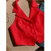 imageSOLY HUX Womens Halter V Neck Vest Button Down Backless Crop Tank Tops Sleeveless Blazer WaistcoatPlain Red