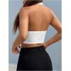 imageSOLY HUX Womens Halter V Neck Vest Button Down Backless Crop Tank Tops Sleeveless Blazer WaistcoatPlain White