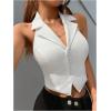 imageSOLY HUX Womens Halter V Neck Vest Button Down Backless Crop Tank Tops Sleeveless Blazer WaistcoatPlain White
