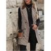 imageSOLY HUX Womens Houndstooth Print Blazer Button Down Long Vest Top Sleeveless Cardigan Jacket with PocketsBrown Houndstooth