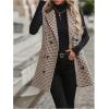imageSOLY HUX Womens Houndstooth Print Blazer Button Down Long Vest Top Sleeveless Cardigan Jacket with PocketsBrown Houndstooth