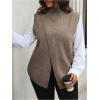 imageSOLY HUX Womens Plus Size Mock Turtleneck Sweater Vest Sleeveless Wrap Split Knitted Pullover Tank TopsDark Khaki