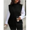 imageSOLY HUX Womens Plus Size Mock Turtleneck Sweater Vest Sleeveless Wrap Split Knitted Pullover Tank TopsPure Black