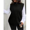 imageSOLY HUX Womens Plus Size Mock Turtleneck Sweater Vest Sleeveless Wrap Split Knitted Pullover Tank TopsPure Black