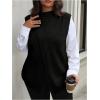 imageSOLY HUX Womens Plus Size Mock Turtleneck Sweater Vest Sleeveless Wrap Split Knitted Pullover Tank TopsPure Black