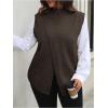 imageSOLY HUX Womens Plus Size Mock Turtleneck Sweater Vest Sleeveless Wrap Split Knitted Pullover Tank TopsPure Brown