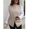 imageSOLY HUX Womens Plus Size Mock Turtleneck Sweater Vest Sleeveless Wrap Split Knitted Pullover Tank TopsPure Khaki