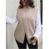 imageSOLY HUX Womens Plus Size Mock Turtleneck Sweater Vest Sleeveless Wrap Split Knitted Pullover Tank TopsPure Khaki