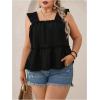 imageSOLY HUX Womens Plus Size Ruffle Trim Square Neck Tank Tops Sleeveless Flowy Vest Shirts Beach Vacation OutfitsSolid Black