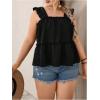 imageSOLY HUX Womens Plus Size Ruffle Trim Square Neck Tank Tops Sleeveless Flowy Vest Shirts Beach Vacation OutfitsSolid Black