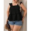 imageSOLY HUX Womens Plus Size Ruffle Trim Square Neck Tank Tops Sleeveless Flowy Vest Shirts Beach Vacation OutfitsSolid Black