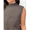 imageSOLY HUX Womens Plus Size Split Wrap Sweater Vest Mock Neck Sleeveless Pullover Tank TopsPlain Coffee Brown